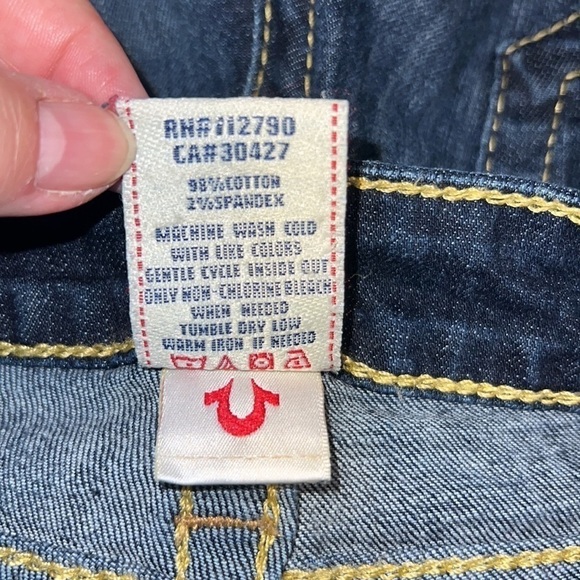 True Religion Y2K‎ Hi-Rise Boot Cut Blue Jeans Mini Sequin Logo Size 27 - Picture 6 of 9